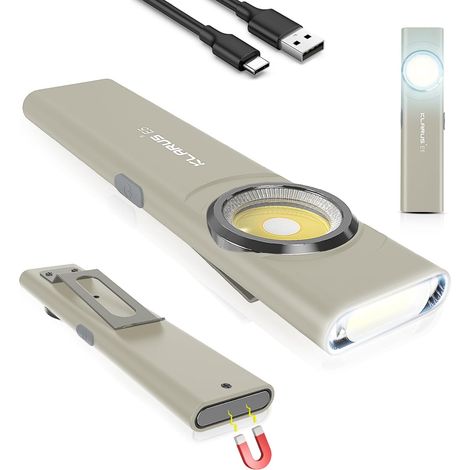 Lampe de travail COB rechargeable USB C, mini lampe de poche plate EDC de 600 lumens avec base magnétique et clip à boucle-Convient pour l'entretien, le camping,la randonnée, les urgences (1/5)