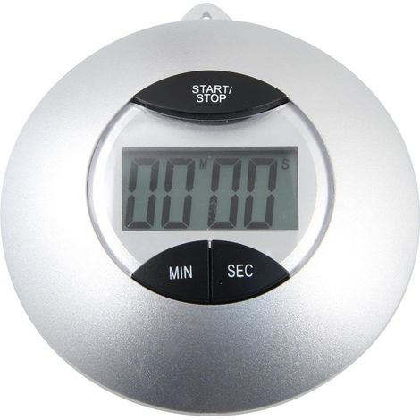 41939 Minuteur Digital aimanté, minuteur LCD avec Pile, minuteur de Cuisine Digital, Plastique, Métal, 7,5 cm, Gris