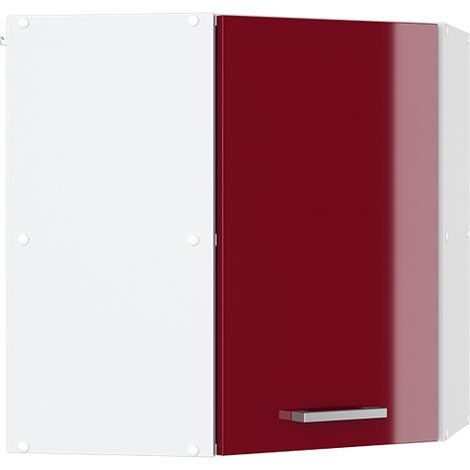 Hängeschrank R-Line, Bordeaux Hochglanz, 57 cm Eckhängeschrank mit Tür, Vicco