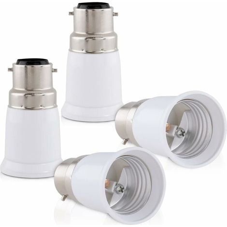4x Fassungsadapter – B22 auf E27 Fassungskonverter – Bajonettsockel-Lampenfassungsadapter für Halogen- und LED-Lampen (1/5)