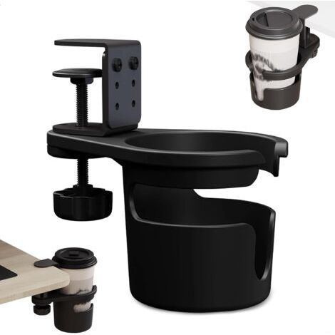 BUNTHAUS Porte Gobelet Boisson Bouteille à Clip, Universels Porte Gobelets Rotatif Support Tasse à café Soucoupe Clip pour Tasses Bouteilles pour la Maison ou Le Bureau, 1 Pièces (1/5)