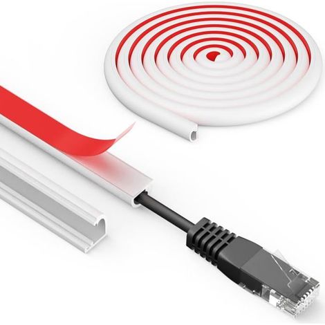 Goulotte de gestion de câbles 2 m Silicone blanc Adhésif flexible Protection des câbles TV pour bureau 14 x 11 mm (1/5)