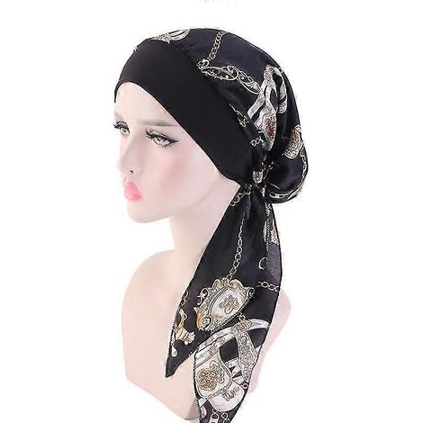 Foulard pour femmes sous traitement contre le cancer, chimiothérapie ou perte de cheveux bonnet, turban, foulard pré-noué, bandana, Nouveau (H) (1/5)