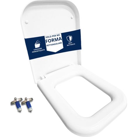 Copriwater Rettangolare HH313 fissaggio dall'alto Soft Close compatibile con vari modelli termoindurente bianco (1/4)