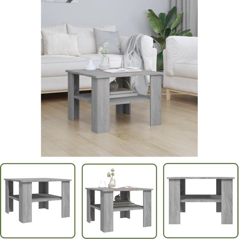 The Living Store Couchtisch Grau Sonoma 60x60x42 cm Holzwerkstoff - Couchtisch - Wohnzimmerstil - Grau - Holzmöbel - Holzwerkstoff (1/5)
