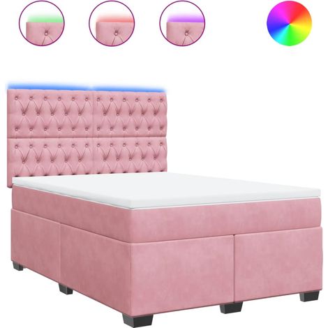 Maison Exclusive - Sommier à lattes de lit avec matelas Rose 140x190 cm Velours (1/5)