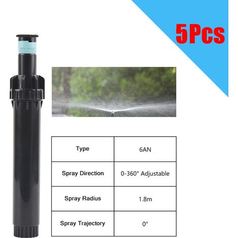 (D5Pcs-Chine continentale) 5 buses de diffusion réglables de rechange de 0 à 360 degrés pour arroseurs escamotables de 1/2 pouce - Outil d'irrigation pour jardin et pelouse (1/5)