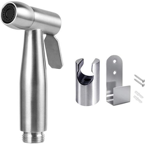 Pulvérisateur de bidet à main - douchette wc Pulvérisateur de toilette en acier inoxydable Spray avec crochet pour le nettoyage des toilettes, bain pour animaux de compagnie, hygiène personnelle (1/5)