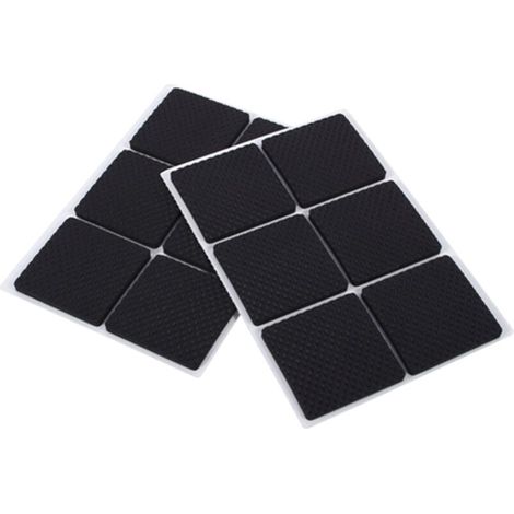 Patins en caoutchouc anti-rayures pour meubles – Lot de 16, diamètre 30 mm, noir mat, adhérence renforcée sur carrelage et sols durs