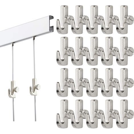 Crochets Mini Argentés, Accessoires pour Cimaise et Rail de Tableau, Crochets à Visser Idéal pour Suspension d'Art et Tableaux (20) (1/5)