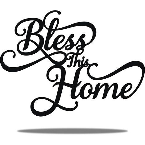 Panneau mural métallique « Bless This Home » noir, grand format 46x33 cm, pour entrée ou salon chaleureux