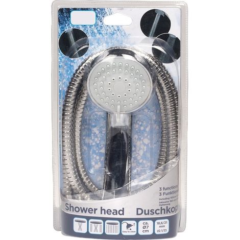 Trade Shop - Doccetta Telefono Doccia Diametro 7cm Con Tubo Flessibile Acciaio 150cm -