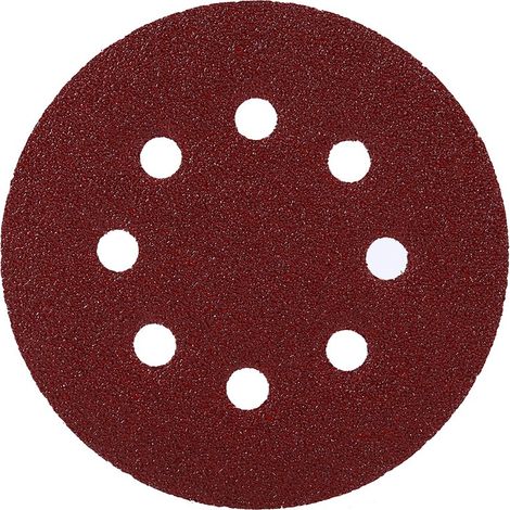 125-mm-Polierscheiben (rot), 8-Loch-Schleifpapier, Körnung 60, Schleifset (1/5)