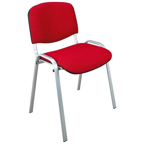 Chaise conférence empilable rouge piétement alu