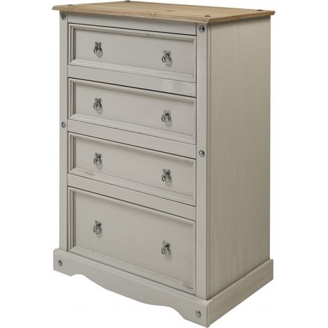 Corona Grey Wax Compact 4 Drawer Chest (1/4)