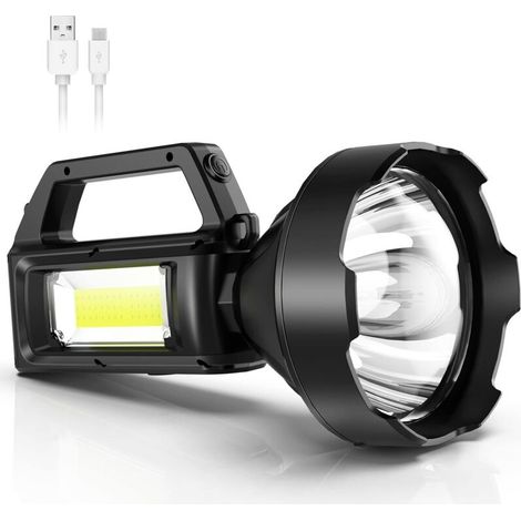 Lampe Torche LED Ultra Puissante, Lampe Torche LED Rechargeable avec Lumière Latérale (1/5)