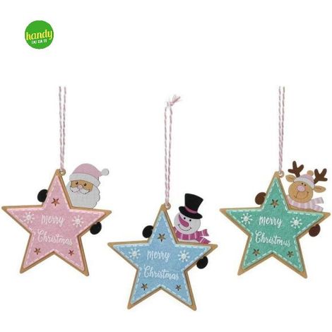 Pendaglio Stella General Trade con Personaggio Natalizio H 11cm Modelli Assortiti