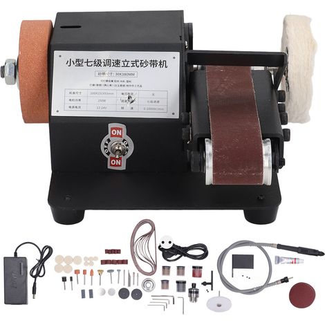 Ponceuse à bande électrique 110-240V, ponceuse pour métal et bois, machine à polir et affûter, prise UE, outil de meulage polyvalent. (1/5)