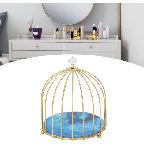 Meuble-lavabo de salle de bain monocouche doré, coiffeuse, étagère de rangement pour toilettes, motif cage à oiseaux et pierre d'agate (1/5)