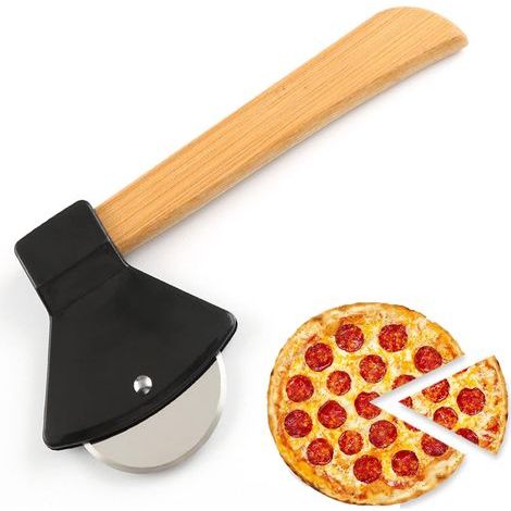 Tagliapizza, tagliapizza con lama in acciaio inox, coltello per pizza, protezione per le dita (nero) (1/5)