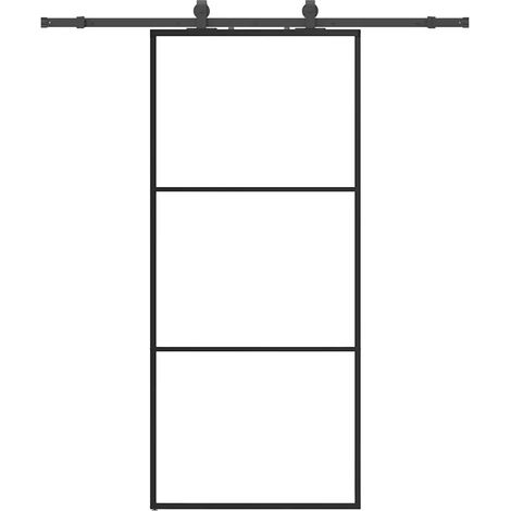 Maison Exclusive - Schiebetür mit Beschlag Schwarz 90x205 cm ESG-