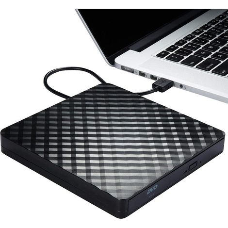 Enregistreur de DVD externe pour ordinateur portable de bureau, tout noir (1/5)