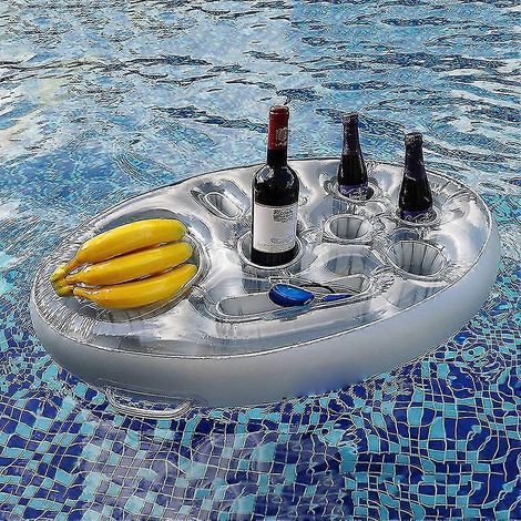 Table gonflable d'été avec glacière à bière, plateau flottant pour jeux d'eau, seau à bière et porte-gobelets pour fêtes à la piscine (1/4)
