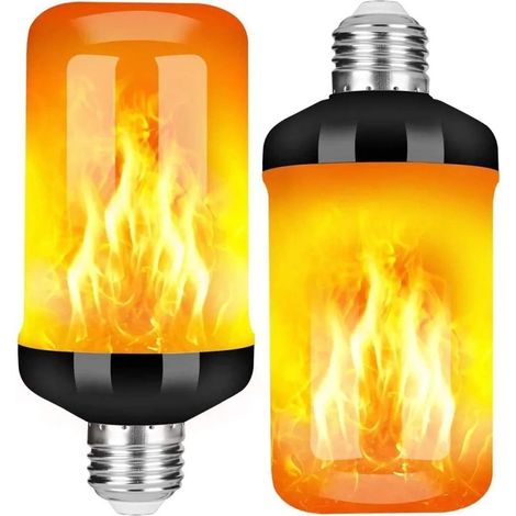 Due lampadine a forma di fiamma nere e gialle, portalampada E27, effetto luce lampeggiante, luci LED per esterni, per casa, giardino, bar, feste, matrimoni (1/3)