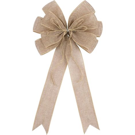 Nœud décoratif en toile de jute pour couronne, style campagne, 28 x 50 cm (1/2)
