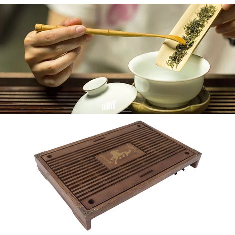 Kung-Fu-Teetablett, Pipette, Teetablett, Teetisch mit Abtropfschale und Wasserbehälter, hellschwarz, möge das Geld bald zu dir kommen (1/5)