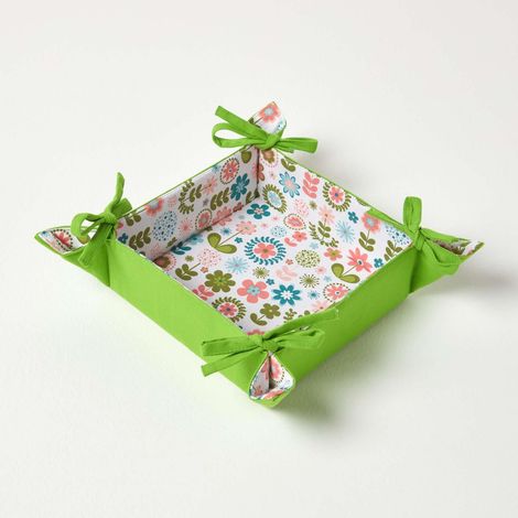 HOMESCAPES Retro Flower Reversible Bread Basket