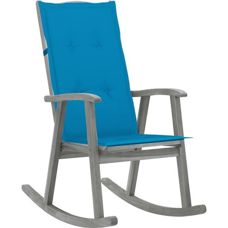 vidaXL Silla mecedora con cojines madera maciza de acacia gris (1/5)