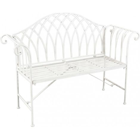 Panca Annette Bianco Antico 128x40x93 h cm in Acciaio Bianco (1/4)