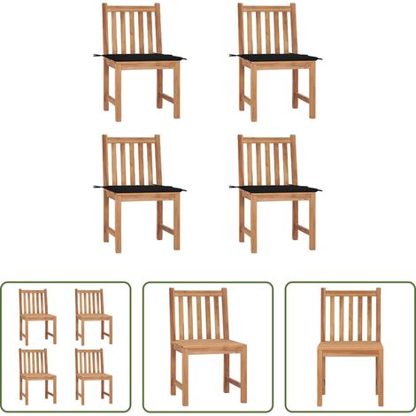 Gartenmöbel Holz -  Gartenstühle 4 Stk. mit Kissen Massivholz Teak (1/5)