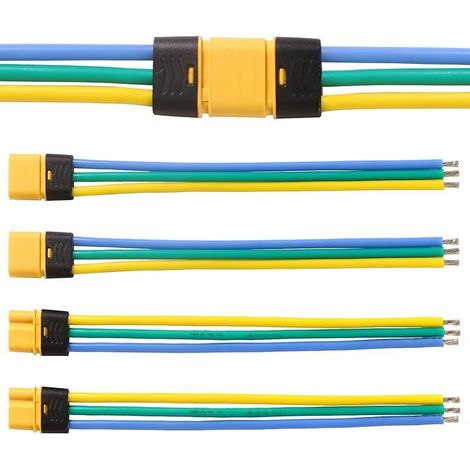 2 Paires MR30 Batterie Connecteur, MR30 Connecteur Mâle Femelle avec Connecteur de Boîtier de Gaine, avec Fil de Silicium de 100 mm 18AWG, pour Batterie RC Lipo (1/5)