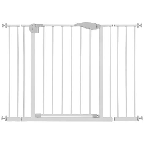 Barrera de seguridad infantil con puerta para perros, ancho ajustable de 75 a 115 cm, altura de 76 cm, barrera para escaleras de mascotas, barrera de seguridad para perros (incluye piezas de extensión (1/5)