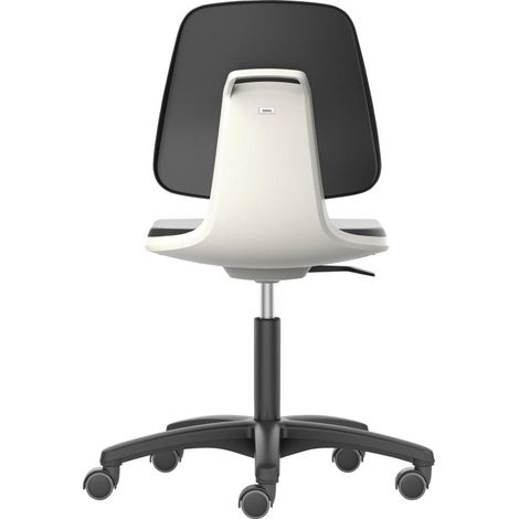 Bimos Arbeitsstuhl Labsit 2, K-Leder weiß Sitzhöhe 450-650 mm, mit Rollen (1/5)