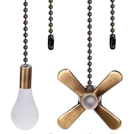 Kettenset für Deckenventilatoren – 34,5 cm (13,6 Zoll), Kupfer, Design mit Ventilator und Glühbirne, 2-teilig aus Kupfer (1/5)