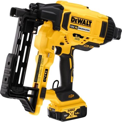 Dewalt – Agrafeuse électroportative 18V sans fil – 2 batteries 5Ah – Moteur Brushless – Pour clous de 40 à 50mm – Déclenchement sans outils