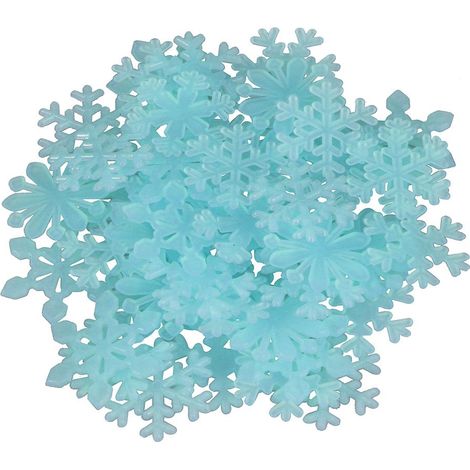 Stickers Lumineux Fluorescent Flocon de Neige Stickers Noel Bleu 50 Pièces (1/5)