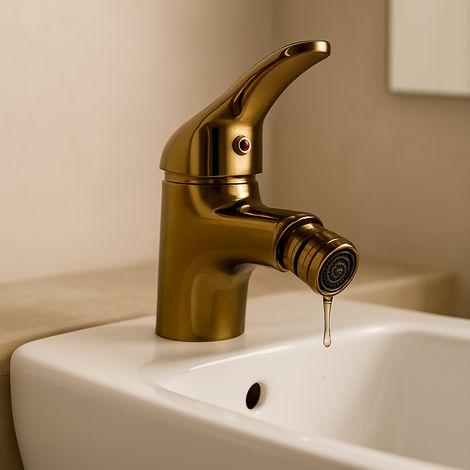 Miscelatore Bidet Dorato Lucido Monocomando con Beccuccio Girevole