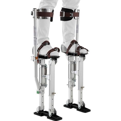 Échasses de Plaquiste Réglables 409-613 mm, Échasses pour Cloison Sèche et Peintre, en Alliage d'Aluminium, Capacité Charge 103 kg, Pieds Antidérapants, Double Amortissement à Ressorts, Argent (1/5)