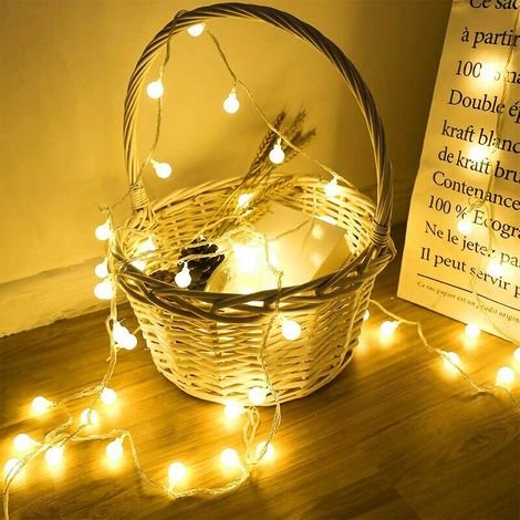 Guirlande lumineuse de 10 m, composée de 80 petites ampoules, étanche IP65, alimentée par USB, pour une utilisation intérieure et extérieure, ambiance festive, blanc chaud. (1/5)