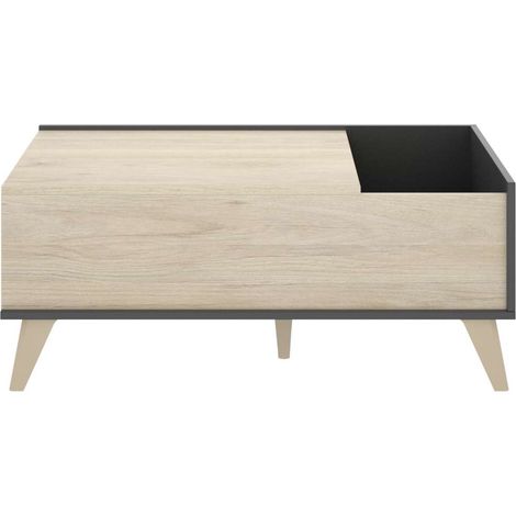 Mesa de centro elevable Cazalilla acabado natural/grafito, 41 cm(alto)99 cm(ancho)60 cm(largo) (1/5)