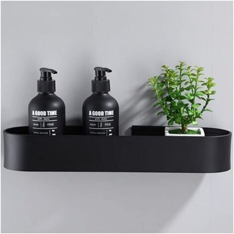 (Aluminium Noir) Étagère de Douche - sans perçage - Installation avec Ruban adhésif de Montage ou Colle puissante Industrielle (1/5)