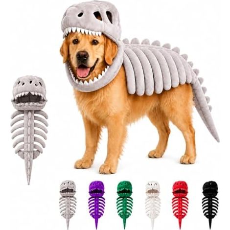 Dog Dinosaur Costume, Dog Skeleton Outfit, Grau: 90 cm (1/5)