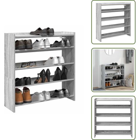 Schuhregal Grau Sonoma 80x25x81 cm Holzwerkstoff - Schuhregal - Schuhregale - Schuhschrank - Schuhe Aufbewahrung (1/5)