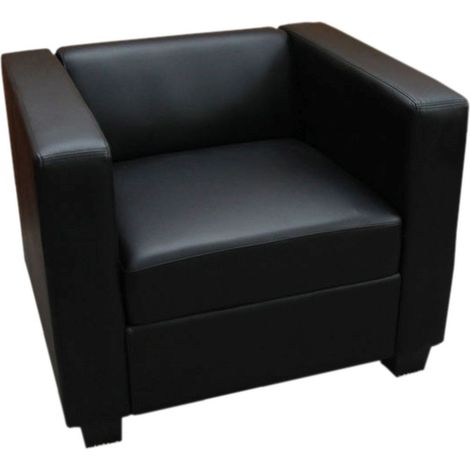 Fauteuil Club / Lounge Lille, 86x75x70cm, simili-cuir, noir (1/2)