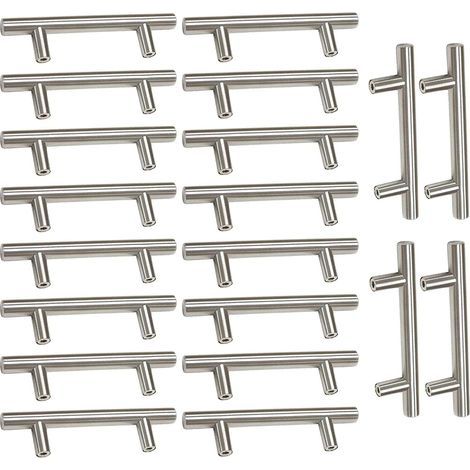 Set of 20 stainless steel kitchen cabinet handles, kitchen furniture handles, 64 mm center-to-center distance, brushed finish (1/5)