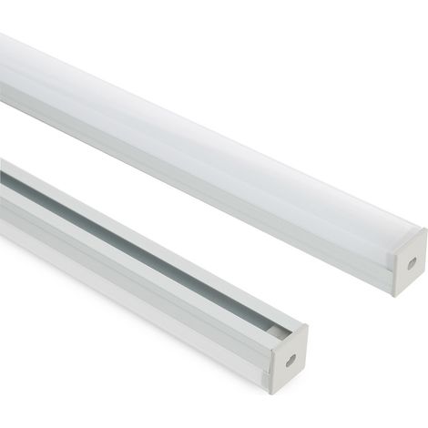 Perfil Aluminio Colgante 2m para Tira LED hasta 17 mm Aluminio 2 m Semi-transparente